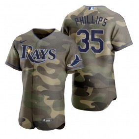 Tampa Bay Rays Brett Phillips Camo Authentic 2021 Armed Forces Day Jersey