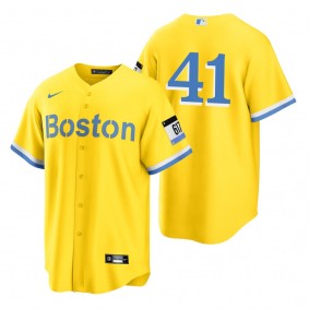 Boston Red Sox Chris Sale Gold Light Blue 2021 City Connect Replica Jersey