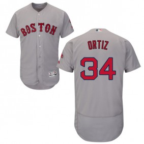Male Boston Red Sox #34 David Ortiz Gray Flexbase Collection Player Jersey
