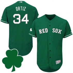 Male Boston Red sox #34 David Ortiz St. Patricks Day Green Celtic Flexbase Collection Jersey