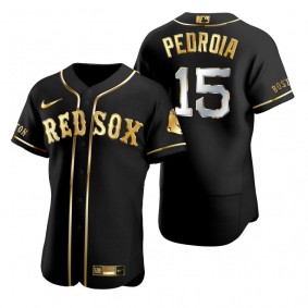 Boston Red Sox Dustin Pedroia Nike Black Golden Edition Authentic Jersey