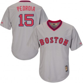 Male Boston Red Sox Dustin Pedroia #15 Gray Turn Back the Clock Jersey
