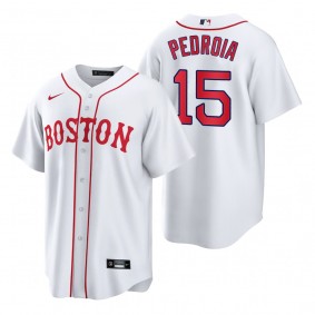 Boston Red Sox Dustin Pedroia White 2021 Patriots' Day Replica Jersey