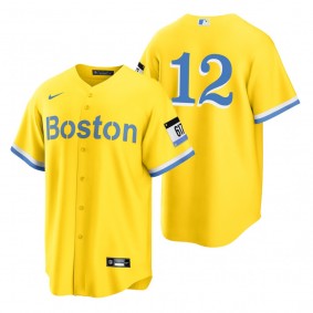 Boston Red Sox Ellis Burks Gold Light Blue 2021 City Connect Replica Jersey