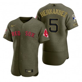 Boston Red Sox Enrique Hernandez Green 2021 Salute to Service Digital Camo Jersey