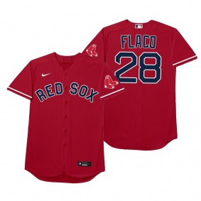 Boston Red Sox J.D. Martinez Flaco Red 2021 Players' Weekend Nickname Jersey