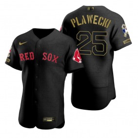 Boston Red Sox Kevin Plawecki All Black 2021 Salute to Service Jersey
