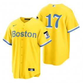 Boston Red Sox Nathan Eovaldi Gold Light Blue 2021 City Connect Replica Jersey