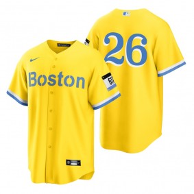 Boston Red Sox Wade Boggs Gold Light Blue 2021 City Connect Replica Jersey