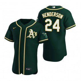 Men's Oakland Athletics Rickey Henderson Green Authentic Alternate Jersey
