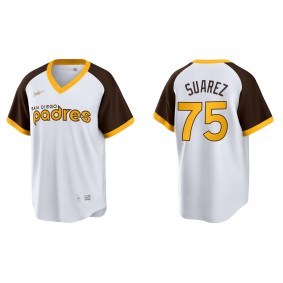 Men's San Diego Padres Robert Suarez White Cooperstown Collection Home Jersey
