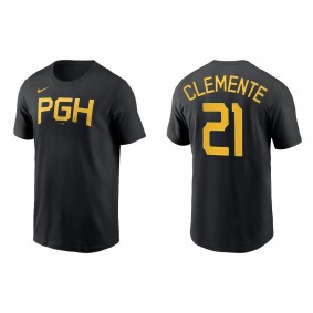 Roberto Clemente Pittsburgh Pirates Black 2023 City Connect Wordmark T-Shirt
