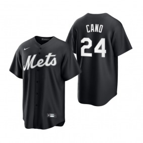 New York Mets Robinson Cano Nike Black White 2021 All Black Fashion Replica Jersey