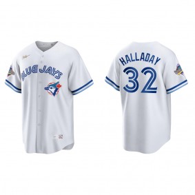 Roy Halladay Toronto Blue Jays White 1992 World Series Patch 30th Anniversary Cooperstown Collection Jersey