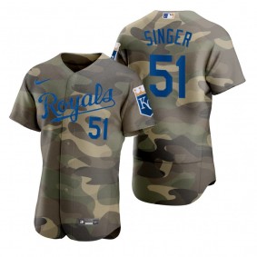 Kansas City Royals Brady Singer Camo Authentic 2021 Armed Forces Day Jersey