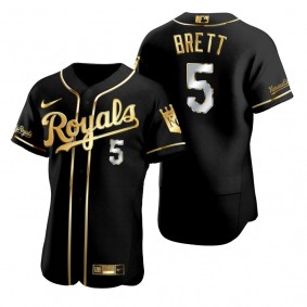 Kansas City Royals George Brett Nike Black Golden Edition Authentic Jersey