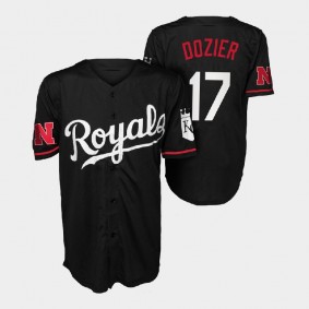 Kansas City Royals Hunter Dozier Black Huskers Night Jersey