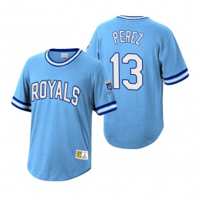 Kansas City Royals Salvador Perez Mitchell & Ness Light Blue Cooperstown Collection Wild Pitch Jersey T-Shirt