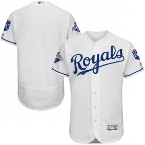 Male Kansas City Royals White World Series Commemorative Patch Flexbase Jersey
