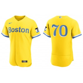 Men's Boston Red Sox Ryan Brasier Gold Light Blue City Connect Authentic Jersey