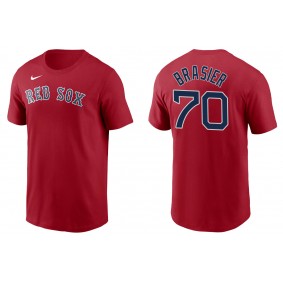 Men's Boston Red Sox Ryan Brasier Red Name & Number T-Shirt