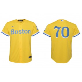 Youth Boston Red Sox Ryan Brasier Gold Light Blue City Connect Replica Jersey