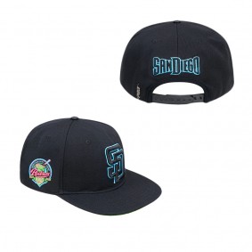Men's San Diego Padres Pro Standard Black Cooperstown Collection Neon Prism Snapback Hat