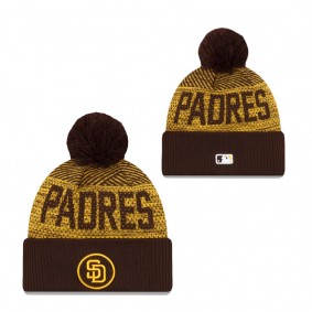 Men's San Diego Padres Brown Authentic Collection Sport Cuffed Knit Hat with Pom