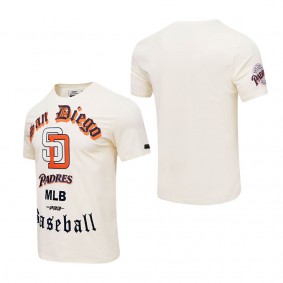 Men's San Diego Padres Cream Cooperstown Collection Old English T-Shirt
