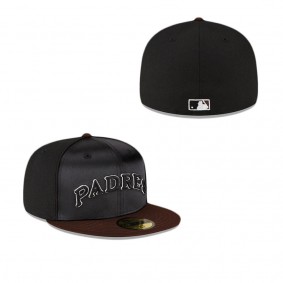 San Diego Padres Just Caps Black Satin 59FIFTY Fitted Hat