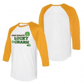 Men's San Diego Padres Tiny Turnip White Gold Lucky Charm Raglan T-Shirt