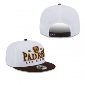 Men's San Diego Padres White Brown Crest 9FIFTY Snapback Hat
