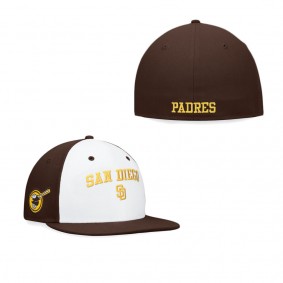 Men's San Diego Padres White Brown Iconic Color Blocked Fitted Hat