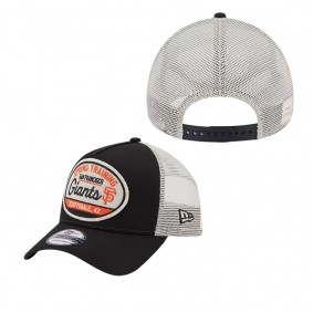 Men's San Francisco Giants Black 2023 Spring Training Patch A-Frame Trucker 9FORTY Snapback Hat