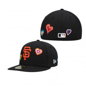Men's San Francisco Giants Black Chain Stitch Heart 59FIFTY Fitted Hat