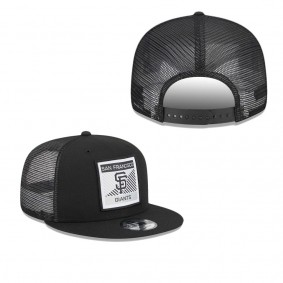 Men's San Francisco Giants Black Scratch Squared Trucker 9FIFTY Snapback Hat
