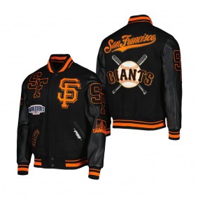 Men's San Francisco Giants Pro Standard Black Mash Up Logo Varsity Full-Zip Jacket