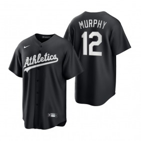 Men's Oakland Athletics Sean Murphy Nike Black White 2021 All Black Fashion Replica Jersey