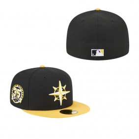 Men's Seattle Mariners Black Gold 59FIFTY Fitted Hat