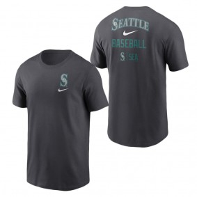 Men's Seattle Mariners Nike Charcoal Logo Sketch Bar T-Shirt
