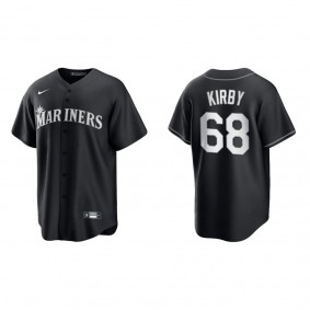 Men's Seattle Mariners George Kirby Black White Replica Official Jersey