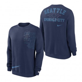 Men's Seattle Mariners Nike Navy Statement Ball Game Fleece Pullover Sweatshirt