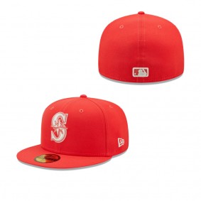 Men's Seattle Mariners Red Lava Highlighter Logo 59FIFTY Fitted Hat