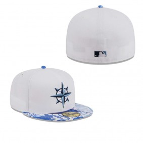 Men's Seattle Mariners White Blue Flamingo 59FIFTY Fitted Hat