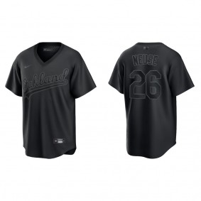 Sheldon Neuse Oakland Athletics Black Pitch Black Fashion Replica Jersey