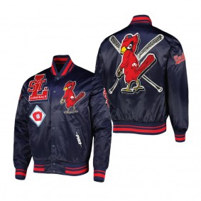 Men's St. Louis Cardinals Pro Standard Navy Mash Up Satin Full-Snap Jacket