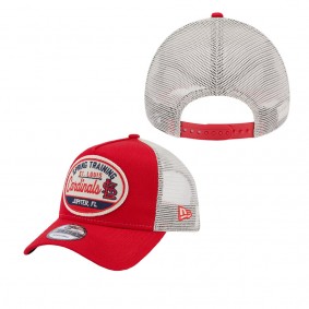 Men's St. Louis Cardinals Red 2023 Spring Training Patch A-Frame Trucker 9FORTY Snapback Hat