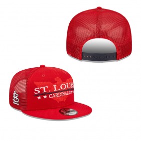 Men's St. Louis Cardinals Red Patriot Trucker 9FIFTY Snapback Hat