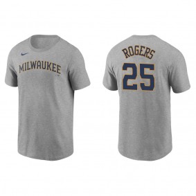 Brewers Taylor Rogers Gray Name & Number T-Shirt