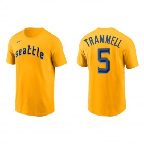 Taylor Trammell Seattle Mariners Gold 2023 City Connect Wordmark T-Shirt